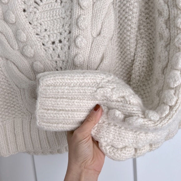 Ulla Johnson Verena Oversized Cable Knit Wool Sweater Plaster Cream ASO Runway - Picture 5 of 14